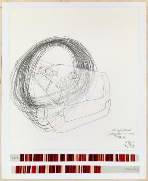 Danica Phelps, stripe drawing, 2013. Graphite and watercolor on paper. © Danica Phelps.