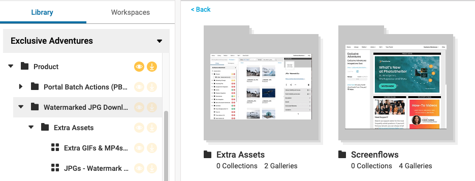 Main PhotoShelter menu with accessible keyboard navigation
