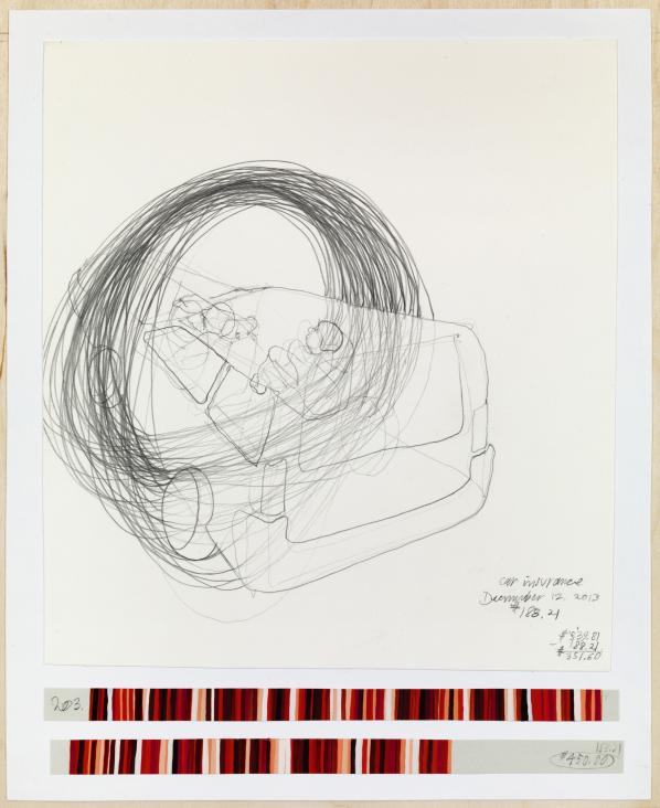 Danica Phelps, stripe drawing, 2013. Graphite and watercolor on paper. © Danica Phelps.